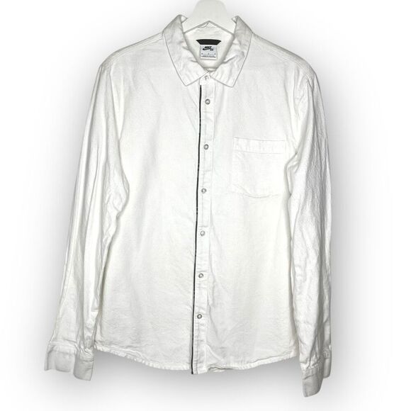 Nike SB Button Front Shirt Skateboarding Skater White Men’s Size Med DH2660-100 - Picture 1 of 11